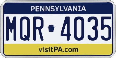 PA license plate MQR4035