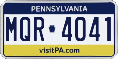 PA license plate MQR4041