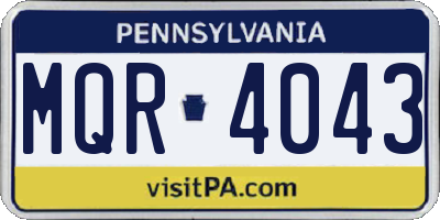 PA license plate MQR4043
