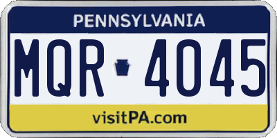 PA license plate MQR4045