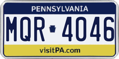 PA license plate MQR4046