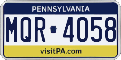PA license plate MQR4058