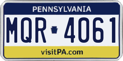 PA license plate MQR4061