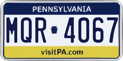 PA license plate MQR4067