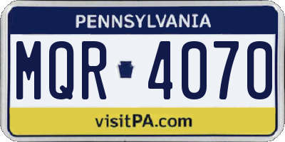 PA license plate MQR4070