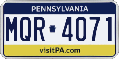 PA license plate MQR4071