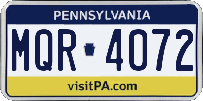 PA license plate MQR4072