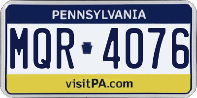 PA license plate MQR4076