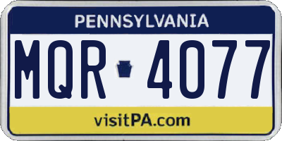 PA license plate MQR4077