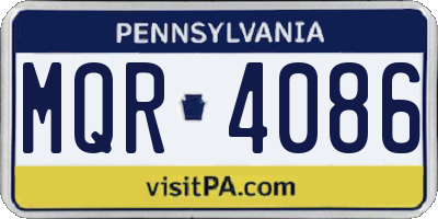 PA license plate MQR4086