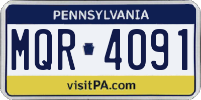 PA license plate MQR4091