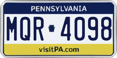 PA license plate MQR4098