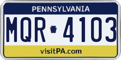 PA license plate MQR4103