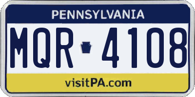 PA license plate MQR4108
