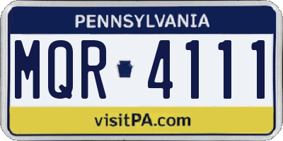 PA license plate MQR4111