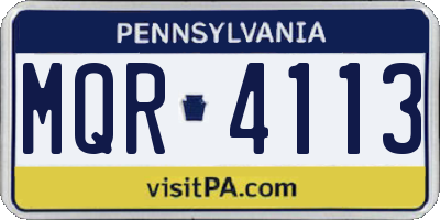 PA license plate MQR4113