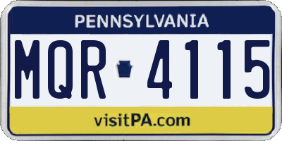 PA license plate MQR4115