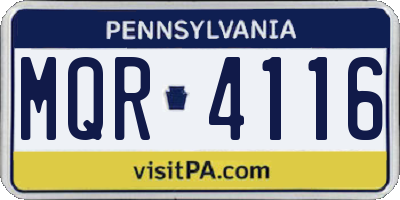 PA license plate MQR4116