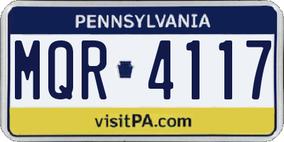 PA license plate MQR4117