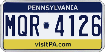 PA license plate MQR4126