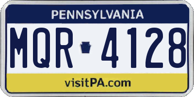 PA license plate MQR4128
