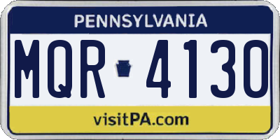 PA license plate MQR4130