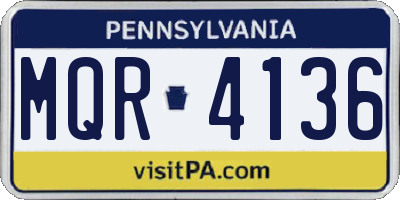 PA license plate MQR4136