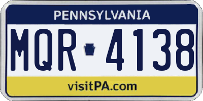 PA license plate MQR4138