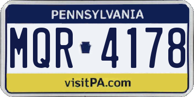 PA license plate MQR4178