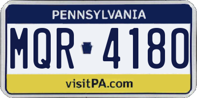 PA license plate MQR4180