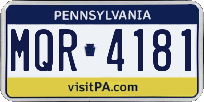 PA license plate MQR4181