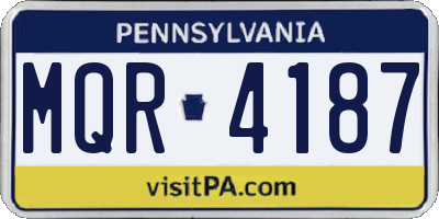 PA license plate MQR4187