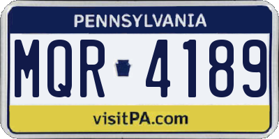 PA license plate MQR4189