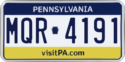 PA license plate MQR4191