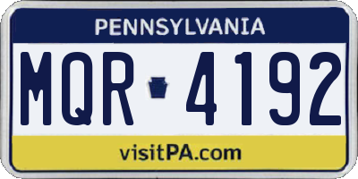 PA license plate MQR4192