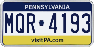 PA license plate MQR4193