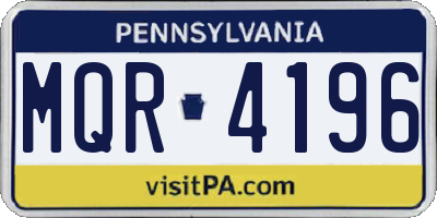 PA license plate MQR4196