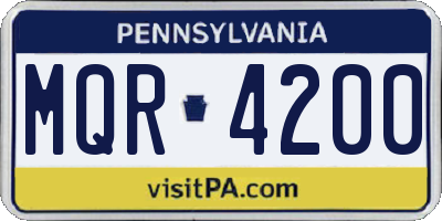 PA license plate MQR4200