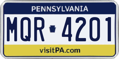 PA license plate MQR4201