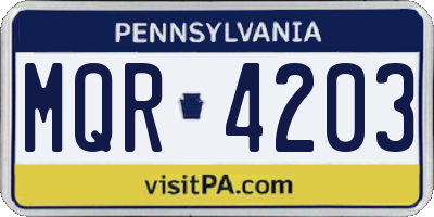PA license plate MQR4203