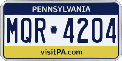 PA license plate MQR4204