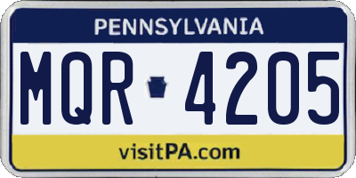 PA license plate MQR4205