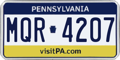 PA license plate MQR4207
