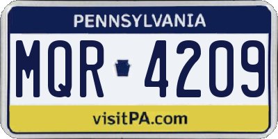 PA license plate MQR4209