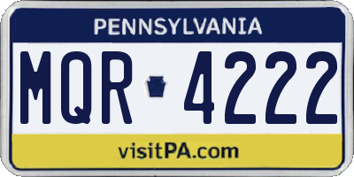 PA license plate MQR4222