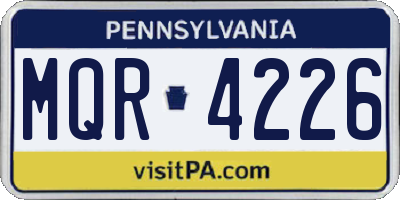 PA license plate MQR4226