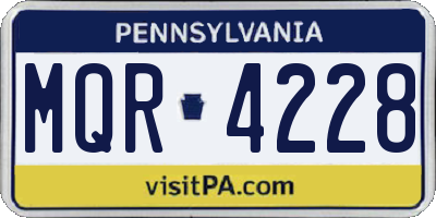 PA license plate MQR4228