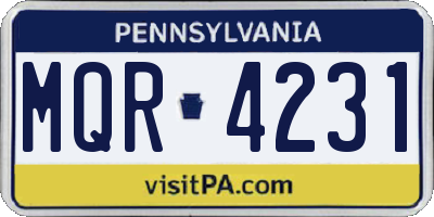 PA license plate MQR4231