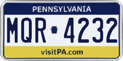 PA license plate MQR4232