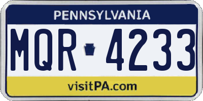 PA license plate MQR4233